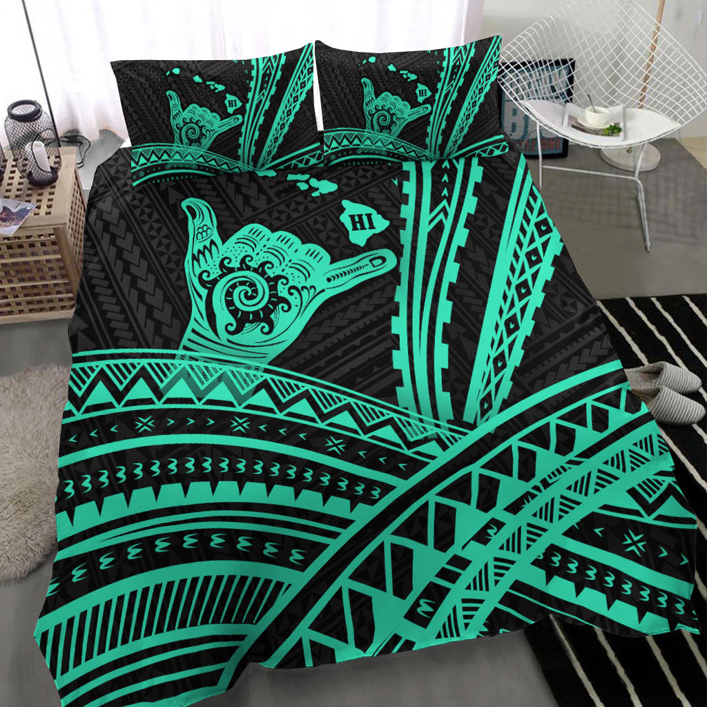 Hawaii Shaka Polynesian Tribal Turquoise Bedding Set - LT12 - Polynesian Pride