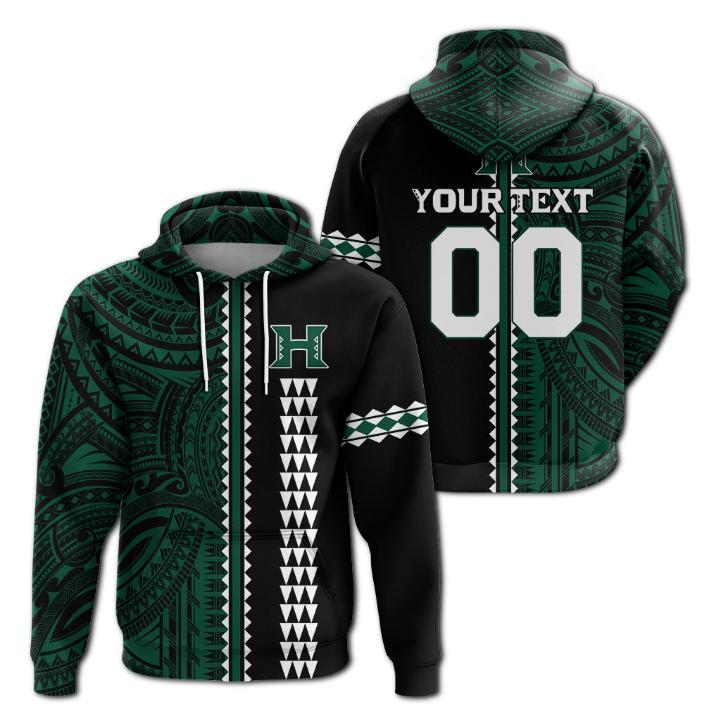 Custom Hawaii Kakau Warrior Football Hoodie LT12 Unisex Green - Polynesian Pride