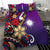 Marshall Islands Bedding Set - Tribal Flower With Special Turtles Purple Color - Polynesian Pride