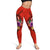 Vanuatu Polynesian Women's Leggings - Floral With Seal Red - Polynesian Pride