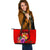 Tonga Polynesian Large Leather Tote - Floral With Seal Red - Polynesian Pride