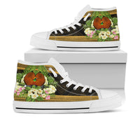 Papua New Guinea High Top Shoes - Polynesian Gold Patterns Collection Unisex White - Polynesian Pride