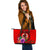 Vanuatu Polynesian Custom Personalised Large Leather Tote - Floral With Seal Red - Polynesian Pride