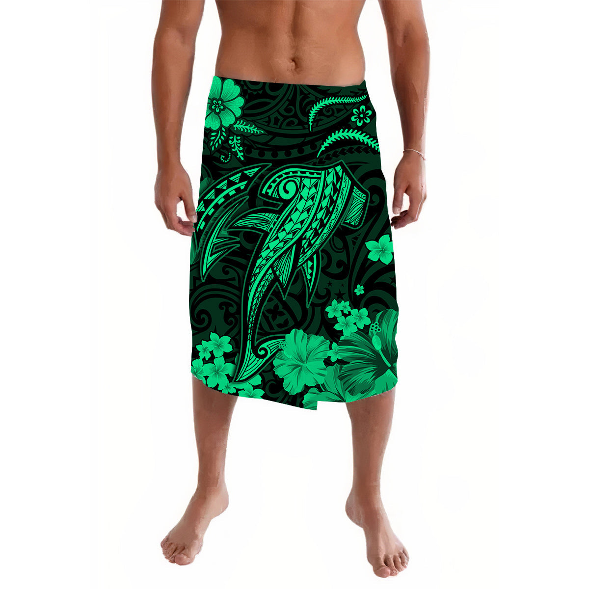 Hawaii Lavalava Polynesian Green Shark LT13 Green - Polynesian Pride