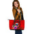 Samoa Polynesian Custom Personalised Large Leather Totes - Floral With Seal Red Red - Polynesian Pride