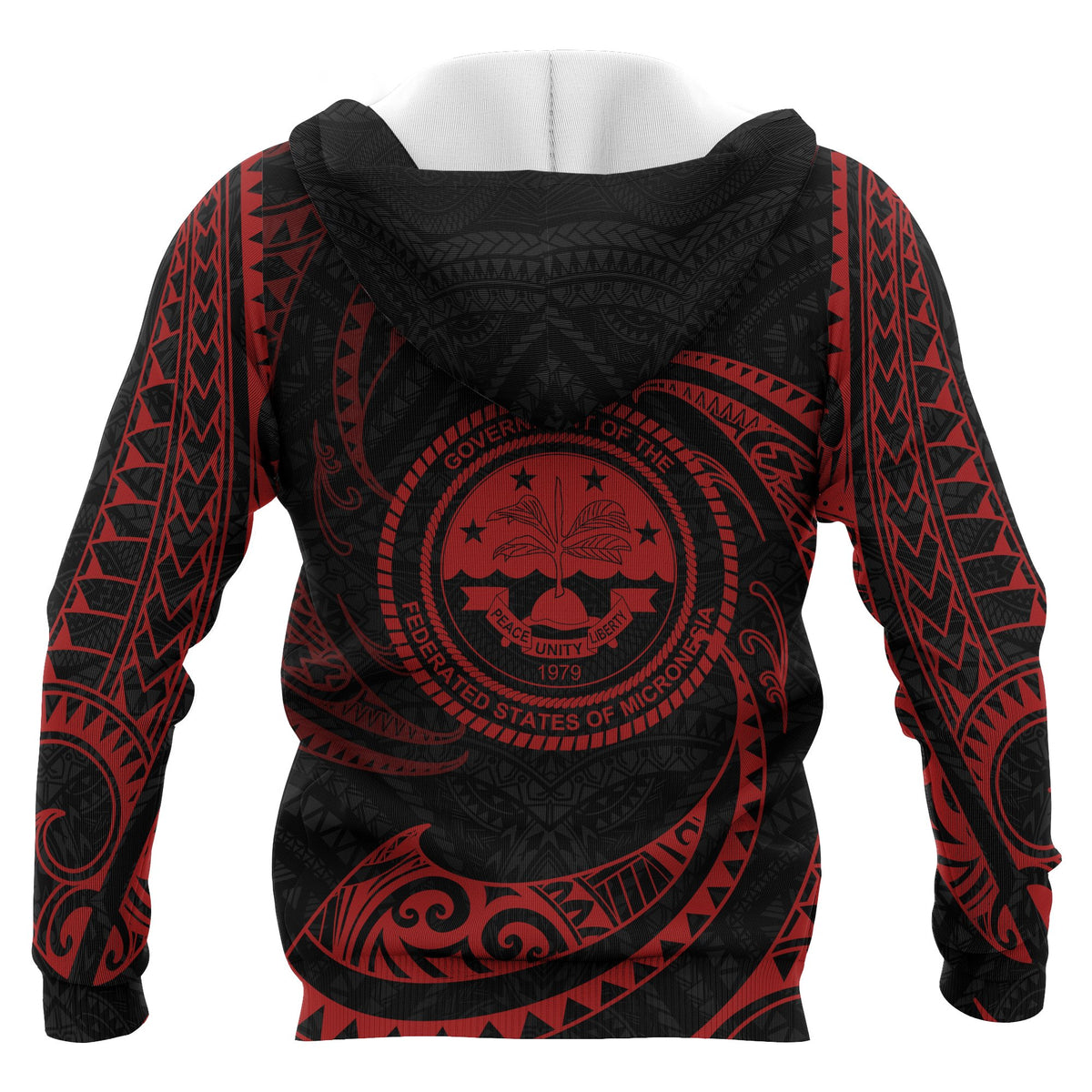 Federated States of Micronesia ll Over Hoodie Red Tribal Wave - Polynesian Pride