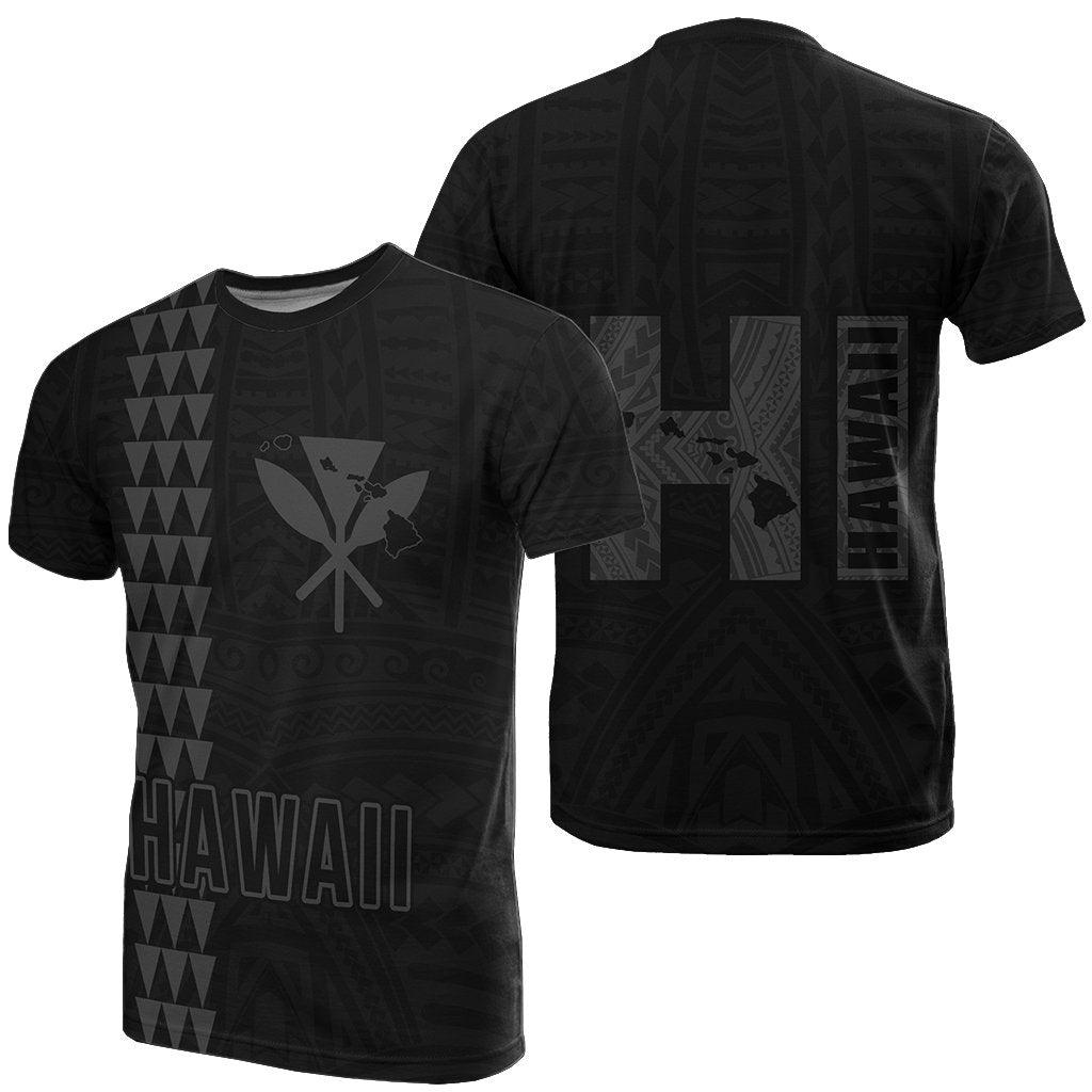 Hawaiian Kanaka Map Kakau Tatau Gray Polynesian T Shirt Unisex Gray - Polynesian Pride