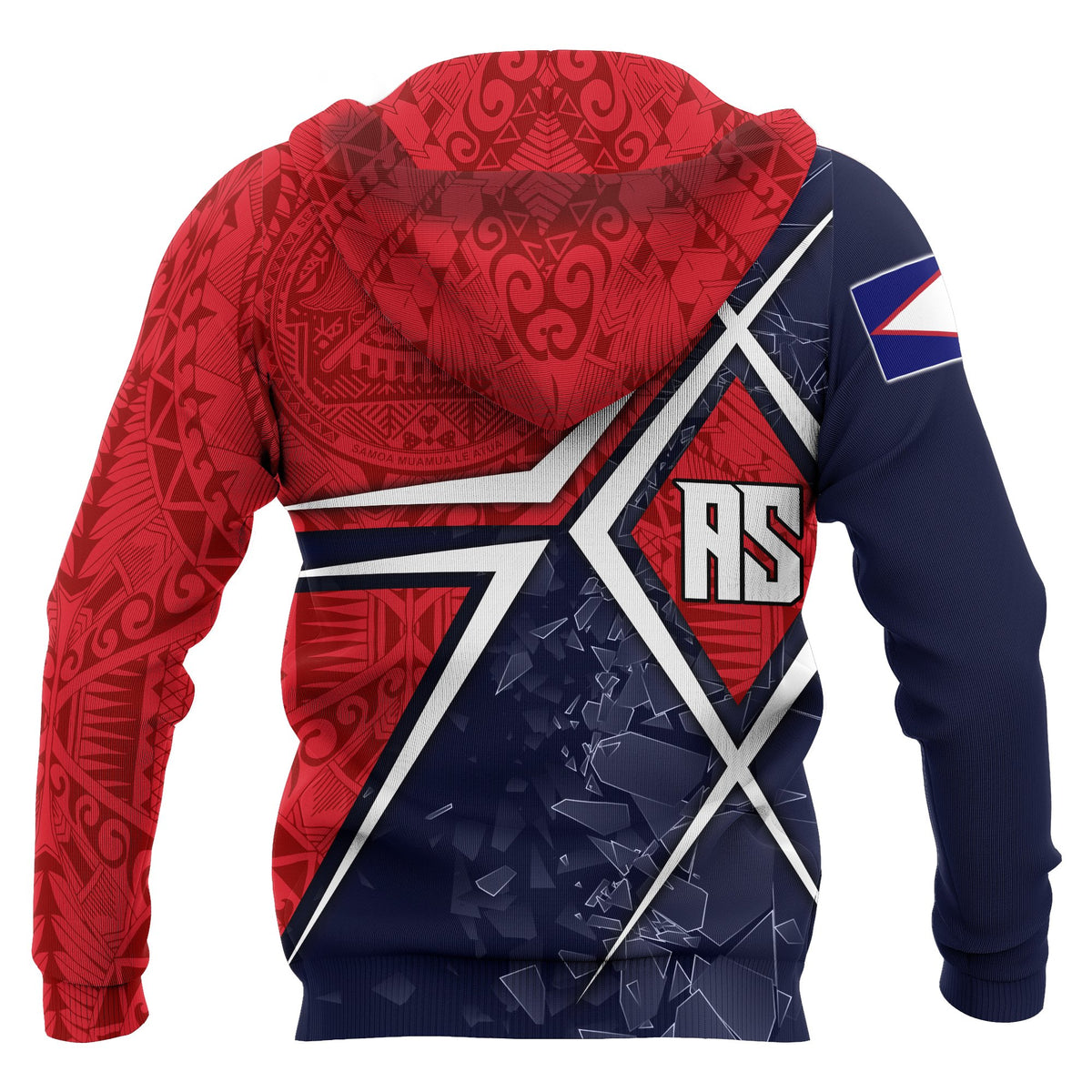 American Samoa Zip up Hoodie AS Flag with Polynesian Patterns - Polynesian Pride