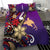 Papua Polynesian Bedding Set - Tribal Flower With Special Turtles Purple Color - Polynesian Pride