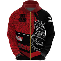 Koruru Tiki Maori Zip Hoodie Unisex Black - Polynesian Pride