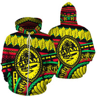 Guam Polynesian All Over Zip up Hoodie Chamorro Rasta Unisex Black - Polynesian Pride