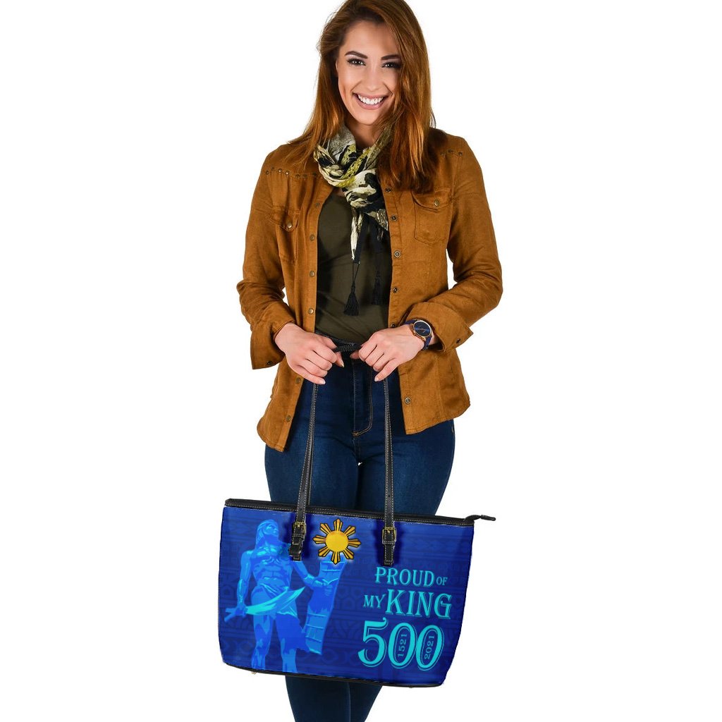 Philippines Large Leather Tote - Proud Of My King - Polynesian Pride