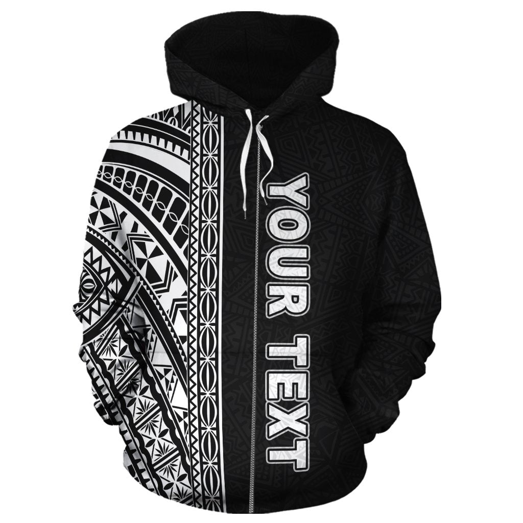 Polynesian Custom Zip up Hoodie Black Poly Line - Polynesian Pride