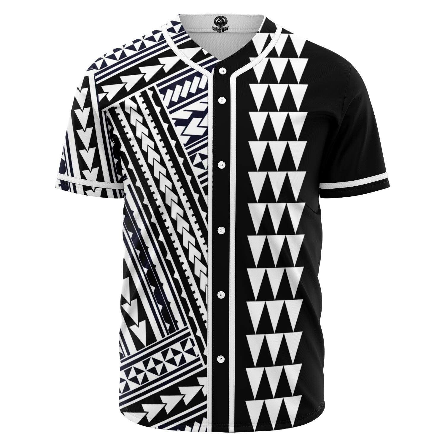 Hawaii Polynesian Kakau Baseball Jersey V.3 - Freestyle White - Polynesian Pride