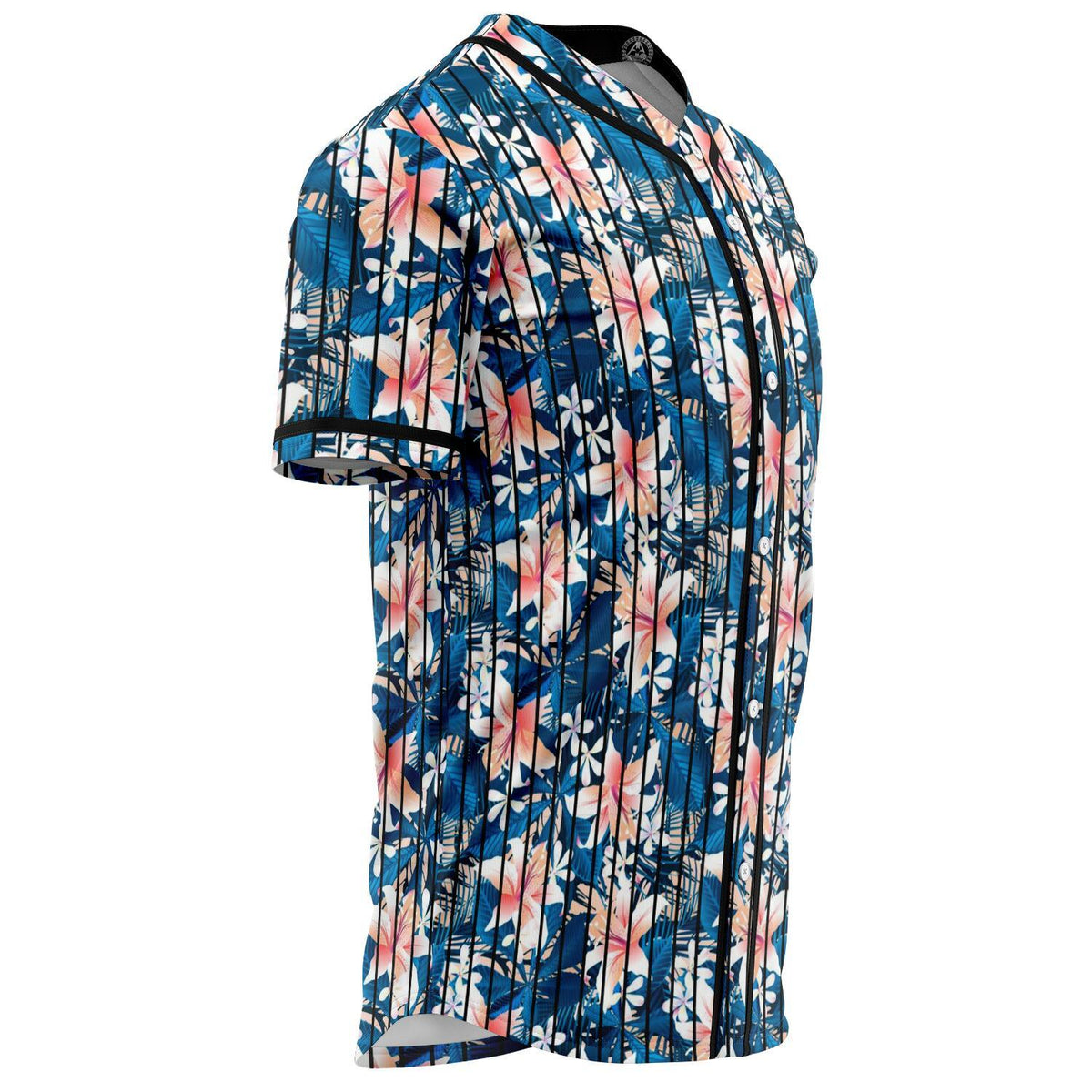 Hawaii Tropical Hibiscus Blue Baseball Jersey - Polynesian Pride