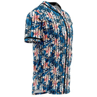 Hawaii Tropical Hibiscus Blue Baseball Jersey - Polynesian Pride