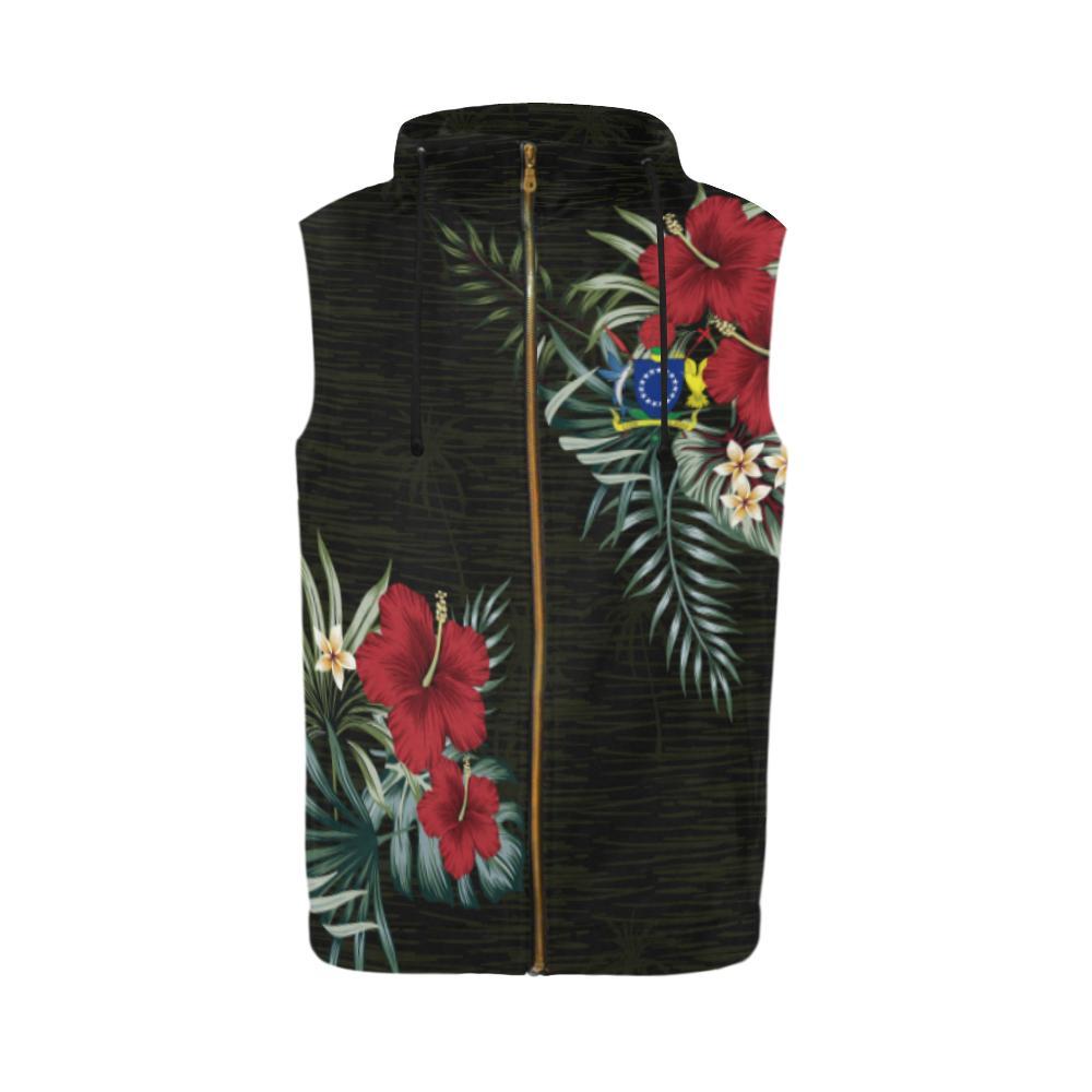Cook Islands Hibiscus Zipper Sleeveless Hoodie No - Polynesian Pride