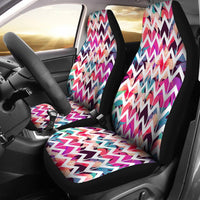 Hawaiian Palm Foliage On Striped Zigzag Car Seat Cover - Polynesian Pride