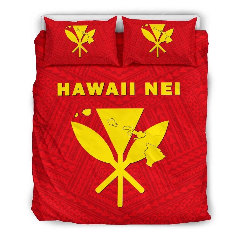 Hawaiian Map Kanaka Maoli Polynesian Polynesian Bedding Set Red Red - Polynesian Pride