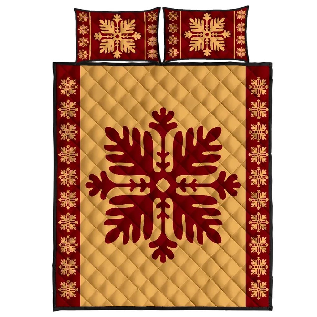 Hawaiian Quilt Pattern Tradition Palm Quilt Bed Set Gold - Polynesian Pride