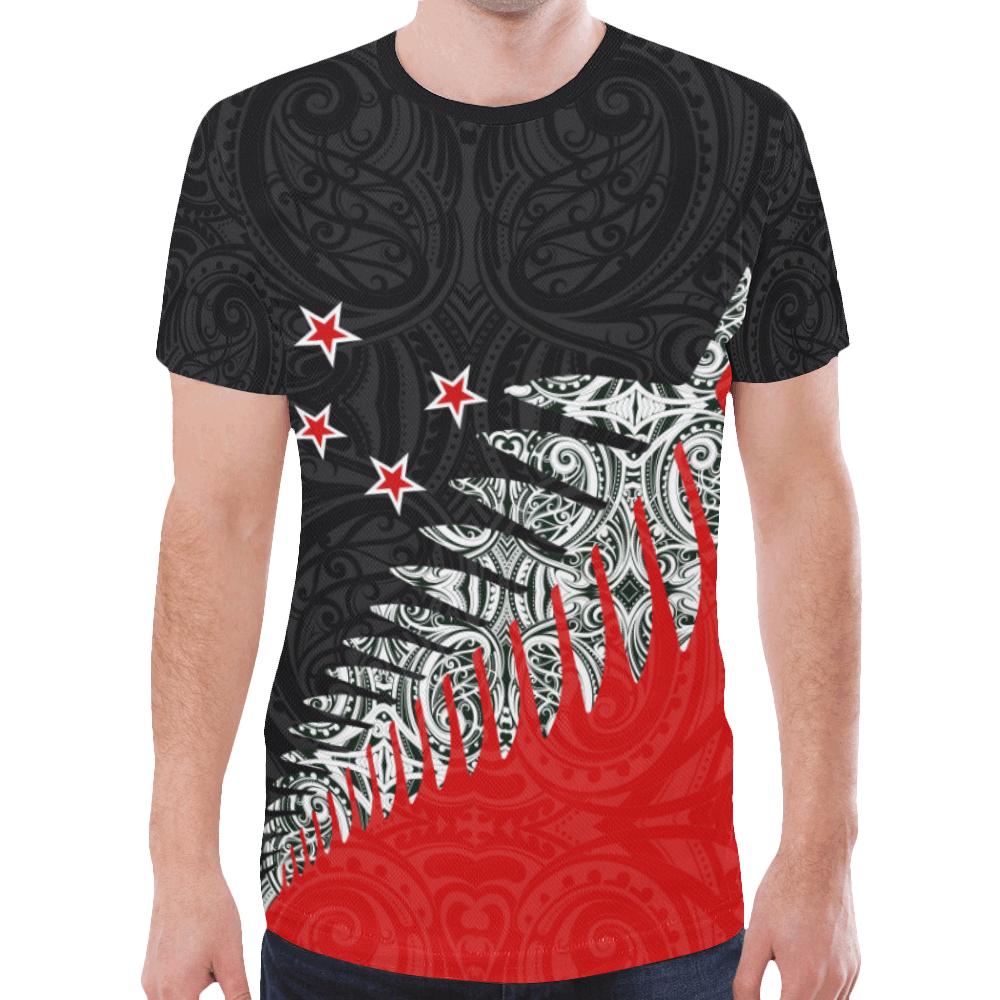 New Zealand Shirt, Maori Silver Fern T Shirts Unisex Black - Polynesian Pride