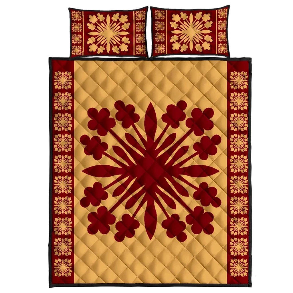 Hawaiian Quilt Pattern Tradition Quilt Bed Set Gold - Polynesian Pride