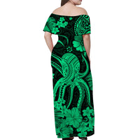 Polynesian Tribal Octopus Matching Dress and Hawaiian Shirt Green LT13 - Polynesian Pride