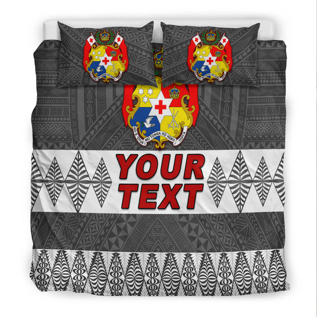 (Custom Personalised) Tonga Bedding Set Tongan Pattern Gray LT13 - Polynesian Pride