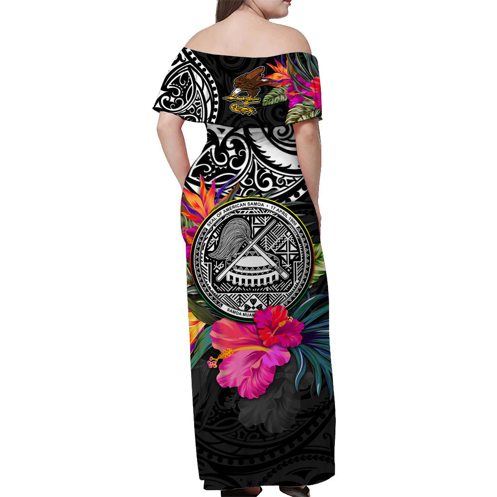 American Samoa Off Shoulder Long Dress Alluring Polynesia and Tropical Flowers LT13 - Polynesian Pride