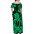 Hawaii Off Shoulder Long Dress Polynesia Green Octopus LT13 - Polynesian Pride