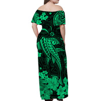 Hawaii Matching Dress and Hawaiian Shirt Polynesia Green Shark LT13 - Polynesian Pride