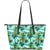 Hawaii Tropical Palm Trees Blue Large Leather Tote Green - Polynesian Pride