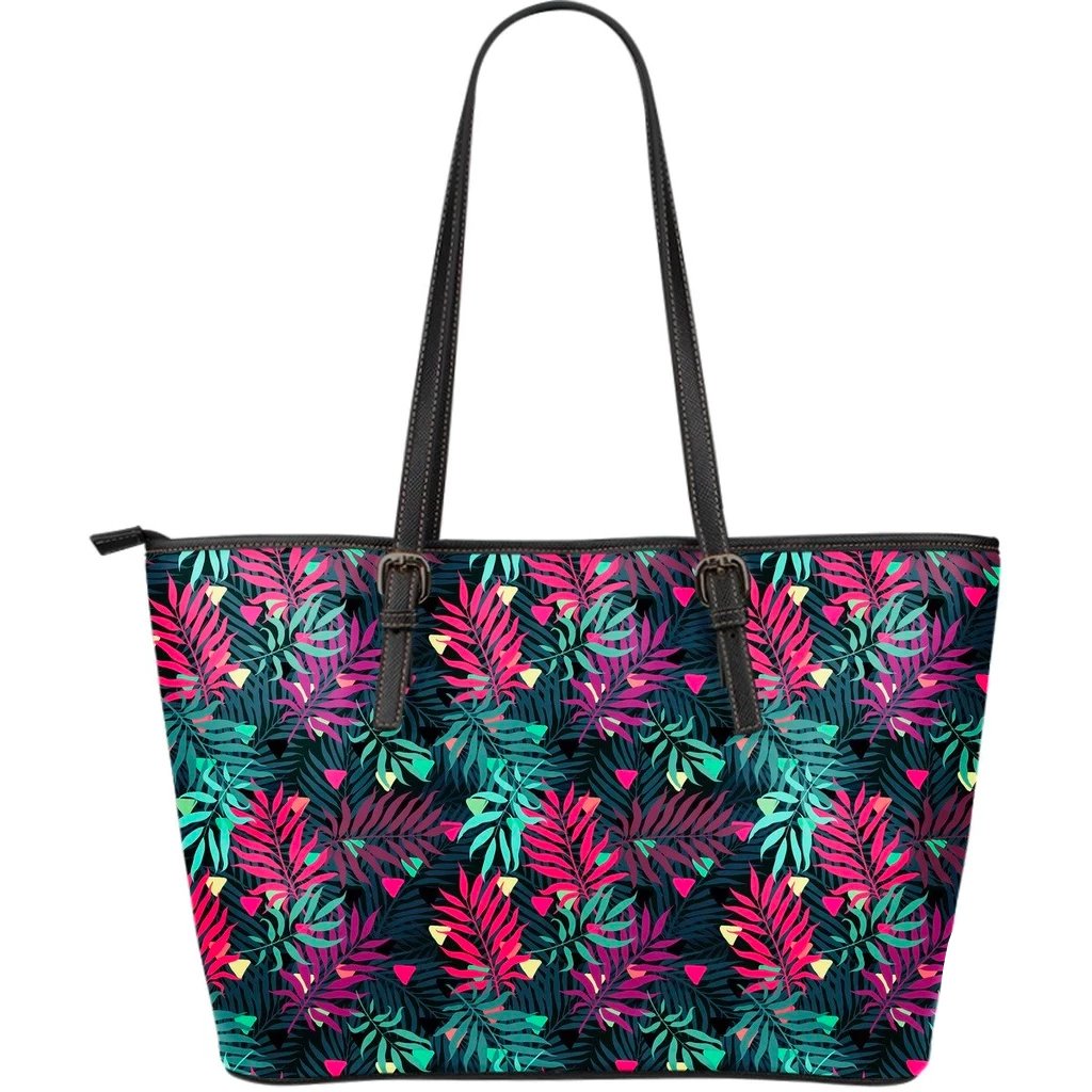 Hawaii Tropical Pattern Large Leather Tote Blue - Polynesian Pride