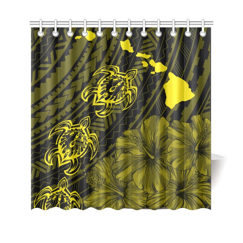 Hawaii Sea Turtle Is Swimming Toward Shower Curtain Yellow - AH- 177 x 172 (cm) Yellow - Polynesian Pride