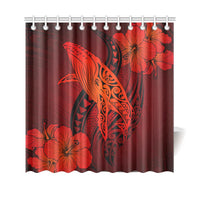 Hawaii Whale Swim Poly Shower Curtain - Red - Polynesian Pride