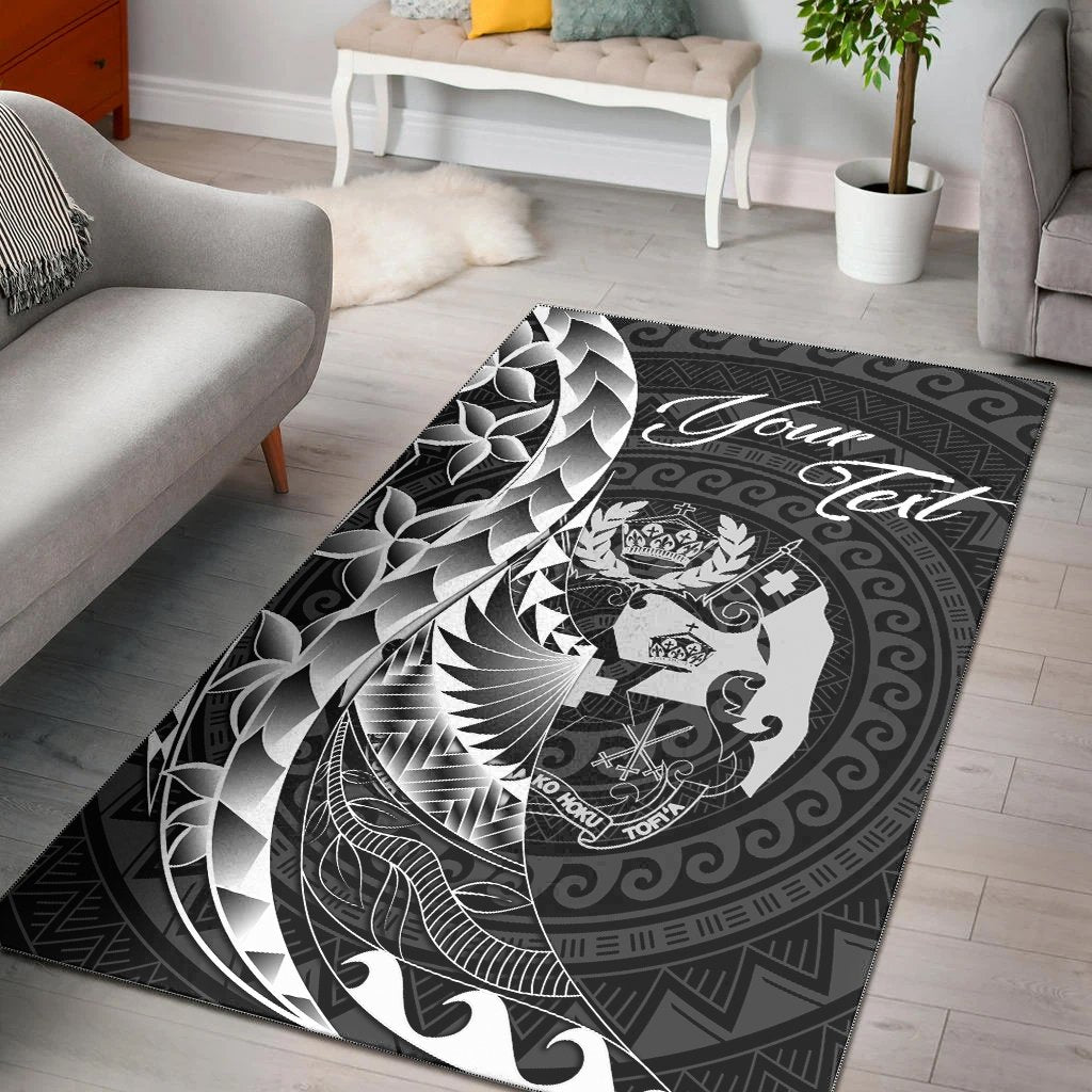 Tonga Area Rug - Custom Personalised Polynesian Pattern Style Black - Polynesian Pride