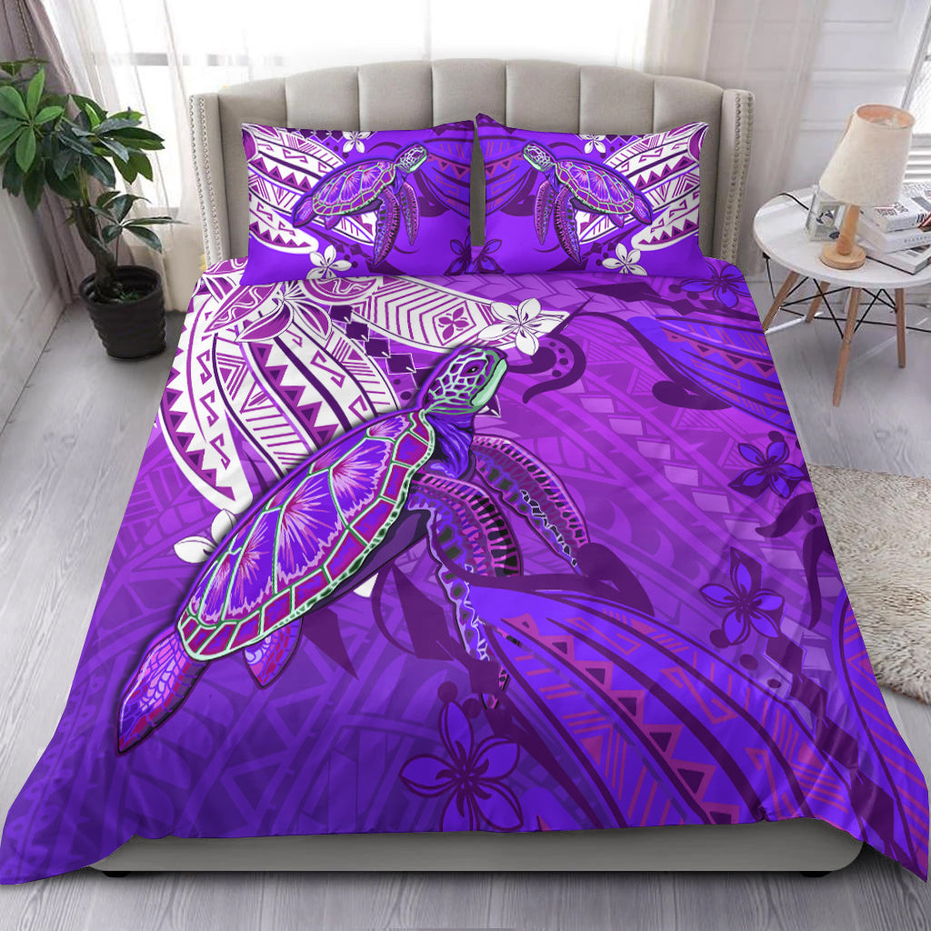 Hawaiian Islands Bedding Set Turtle Mix Hawaii Polynesian Purple LT13 3 Pieces Bedding Set Purple - Polynesian Pride