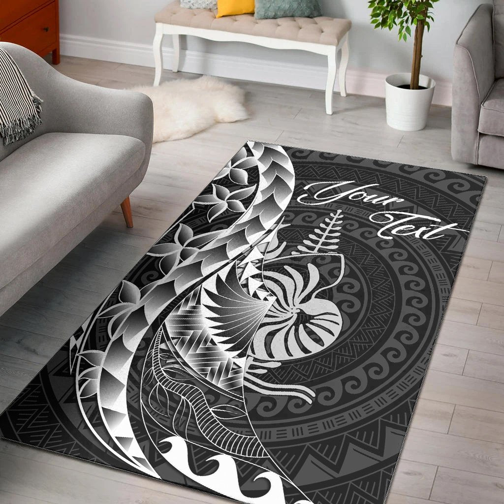 New Caledonia Area Rug - Custom Personalised Polynesian Pattern Style Black - Polynesian Pride