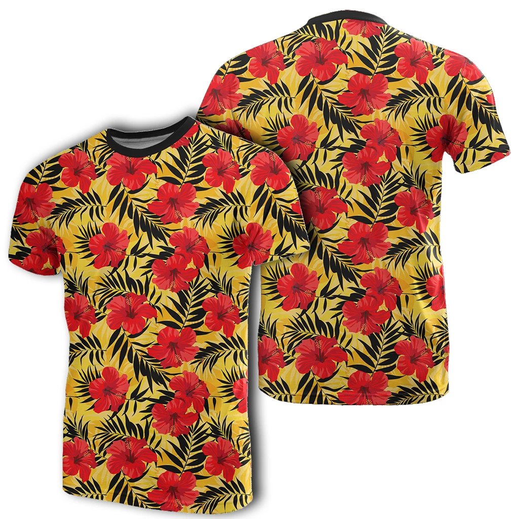 Hawaii Tropical Flowers and Palm Leaves T Shirt Unisex White - Polynesian Pride