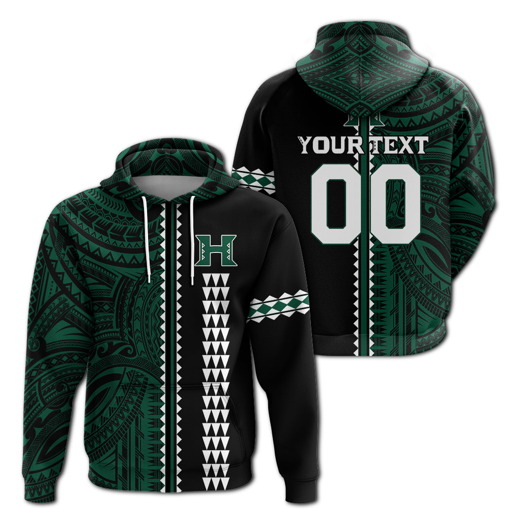 Custom Hawaii Kakau Warrior Football Zip Hoodie LT12 Unisex Green - Polynesian Pride