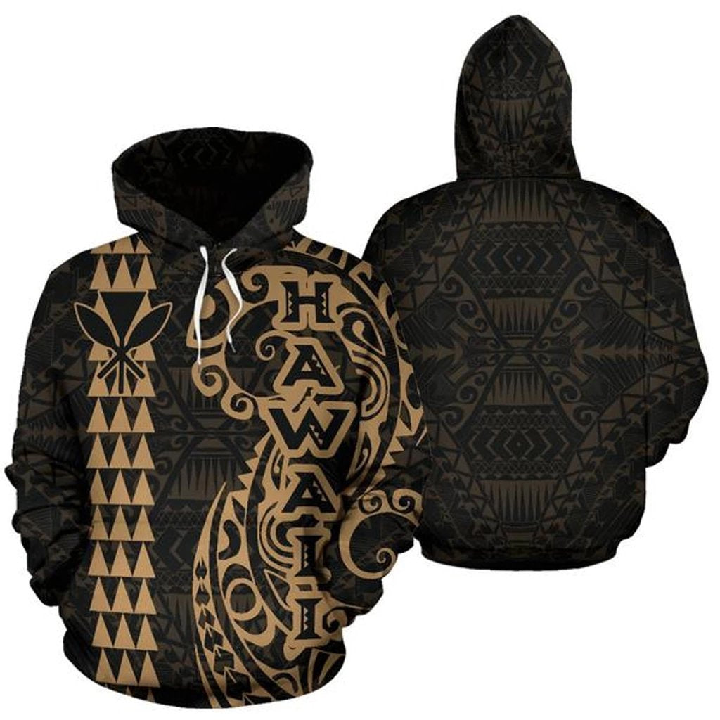 Hawaii Tattoo Hoodie Gold Unisex Gold - Polynesian Pride