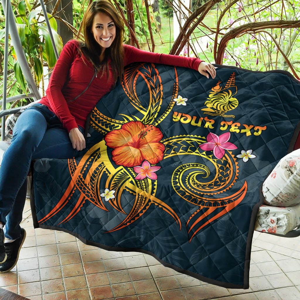 New Caledonia Polynesian Personalised Premium Quilt - Legend of New Caledonia (Blue) - Polynesian Pride