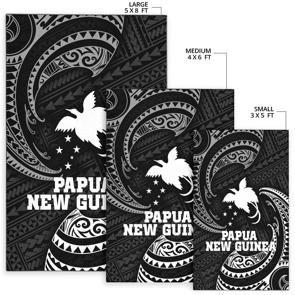 Papua New Guinea Polynesian Area Rug - White Tribal Wave - Polynesian Pride