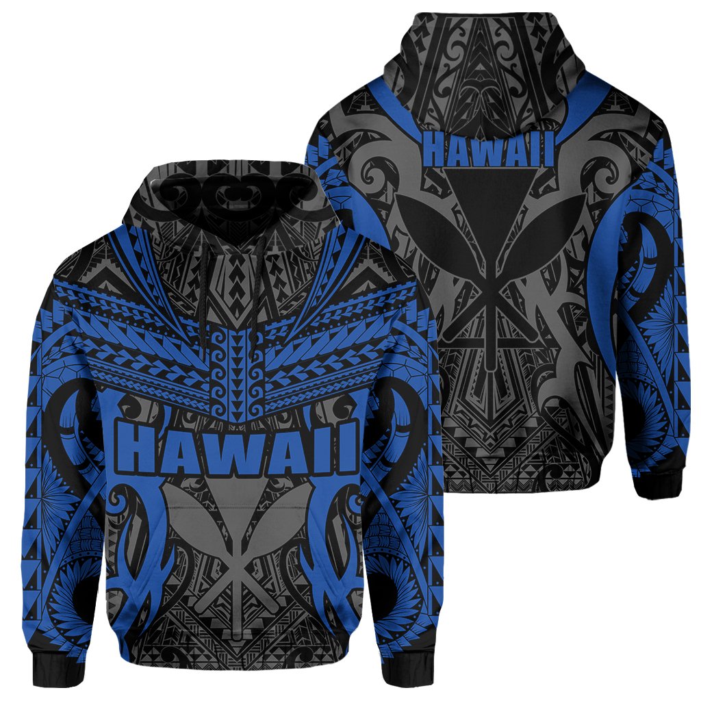 Hawaii Polynesian Tribal Kanaka Maoli Hoodie Blue Mark Style Unisex Blue - Polynesian Pride