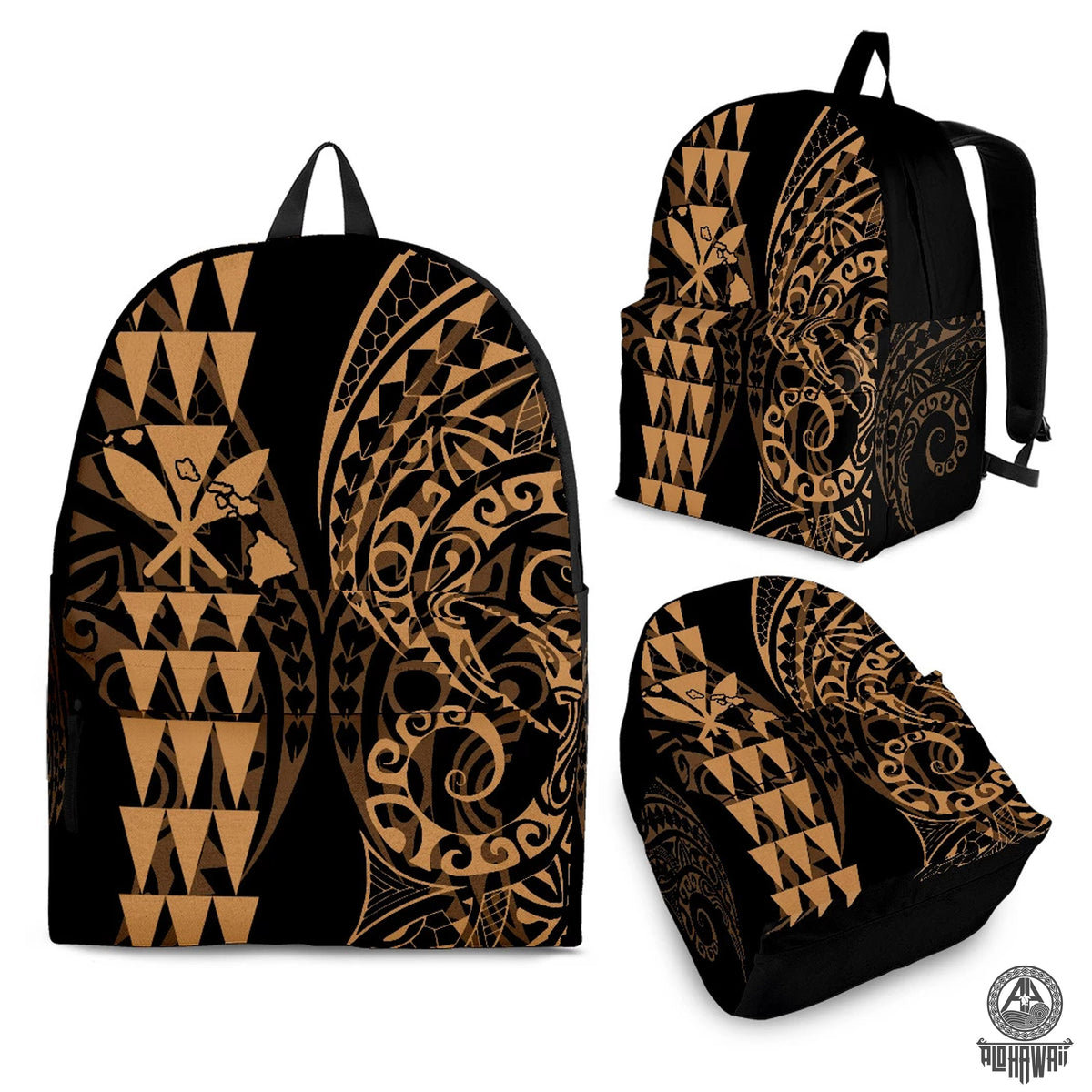 Kanaka Map Tribal Backpack - Gold Black - Polynesian Pride