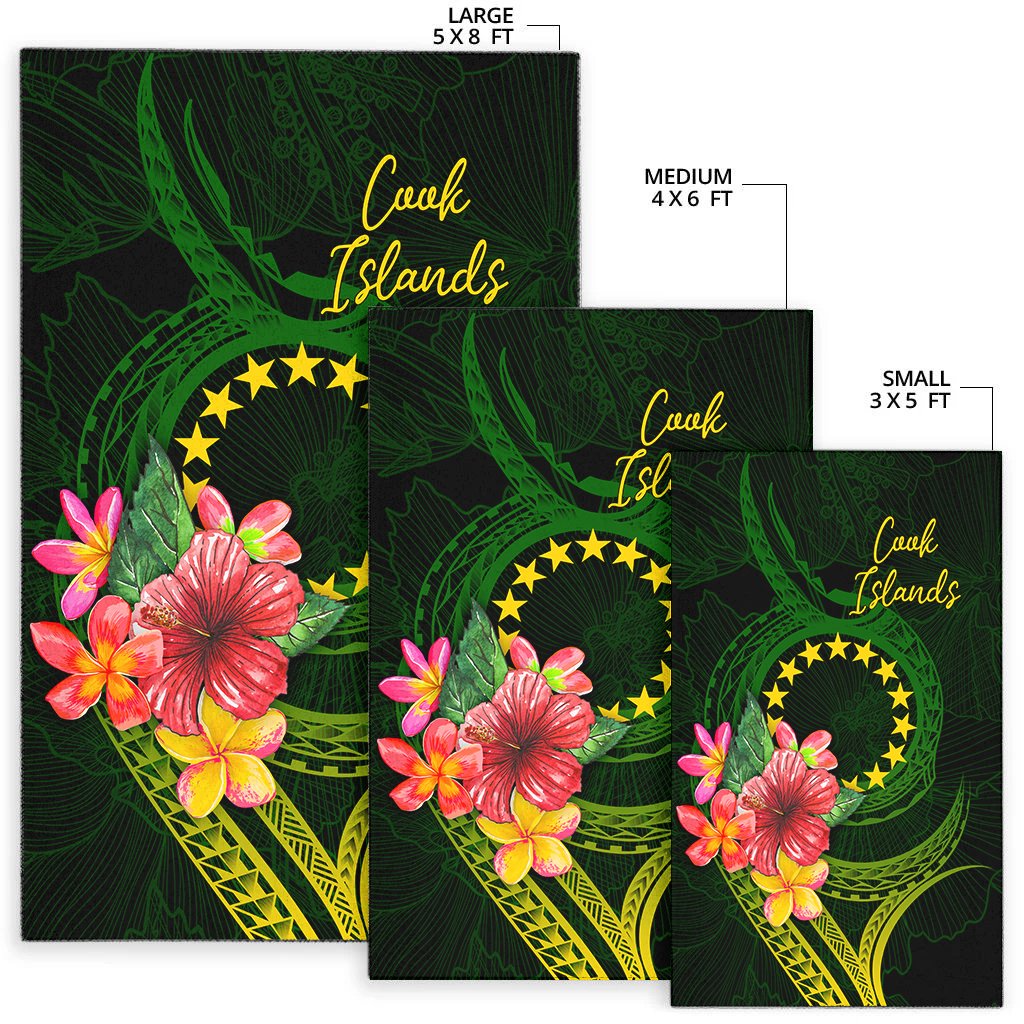 Cook Islands Polynesian Area Rug - Floral With Seal Flag Color - Polynesian Pride