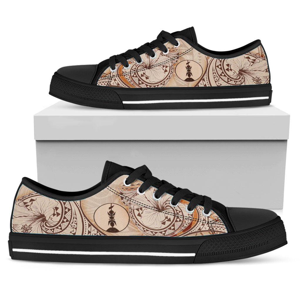 New Caledonia Low Top Shoes - Hibiscus Flowers Vintage Style - Polynesian Pride