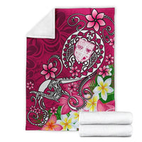 Fiji Premium Blanket - Turtle Plumeria (Pink) - Polynesian Pride