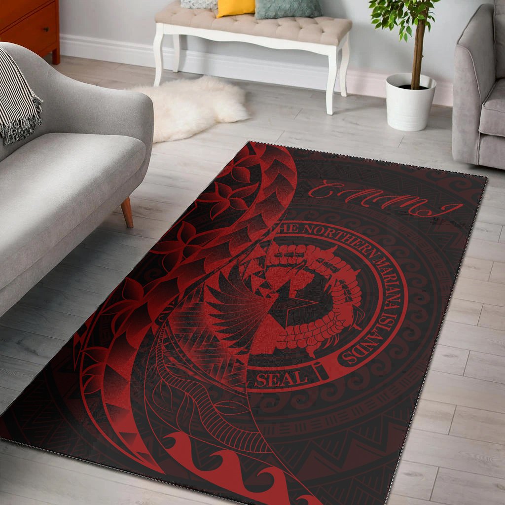 Northern Mariana Islands Area Rug - Polynesian Pattern Style Red Color Red - Polynesian Pride