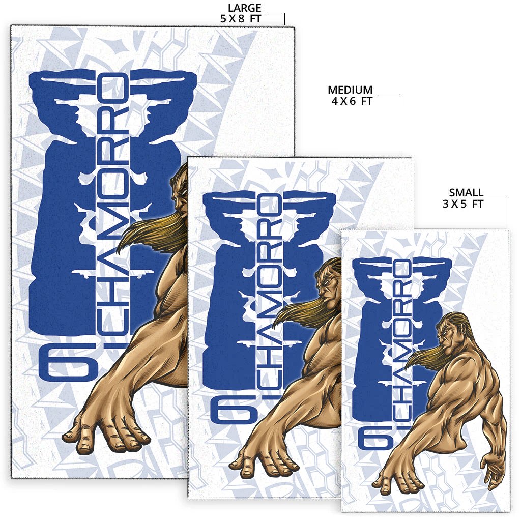 Guam Area Rug - Chamorro With Puntan Blue Color - Polynesian Pride